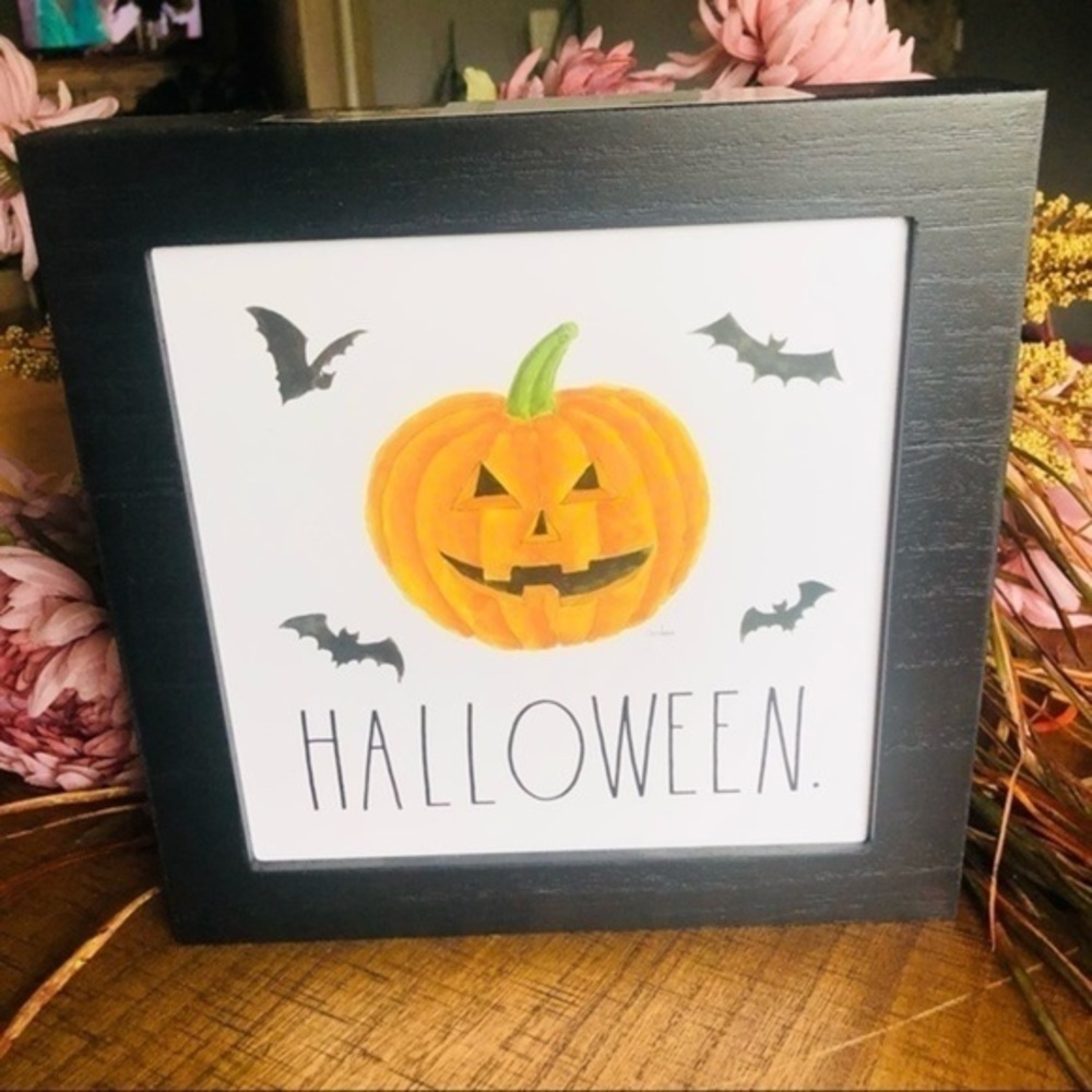 Rae Dunn Halloween Pumpkin Framed Sign NWT